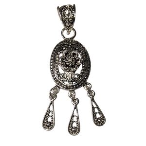 Vintage Turkish Sterling Silver Pendant With Drops
